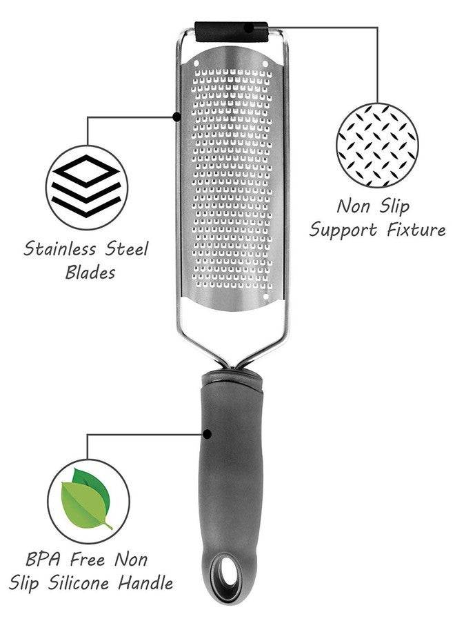 وي3 مبشرة جبن we3 - مبشرة ليمون - مبشرة يدوية من الفولاذ المقاوم للصدأ للمطبخ - سهلة الاستخدام لبشر جبن البارميزان والحمضيات والزنجبيل والشوكولاتة والليمون - أسود - Image 4
